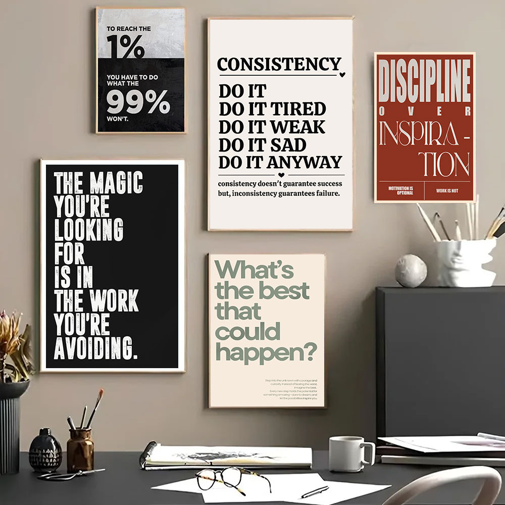 Home Office Room Inspiration - Minimalistische Motiverende Citaten Inspirerende Discipline Kunstposter
