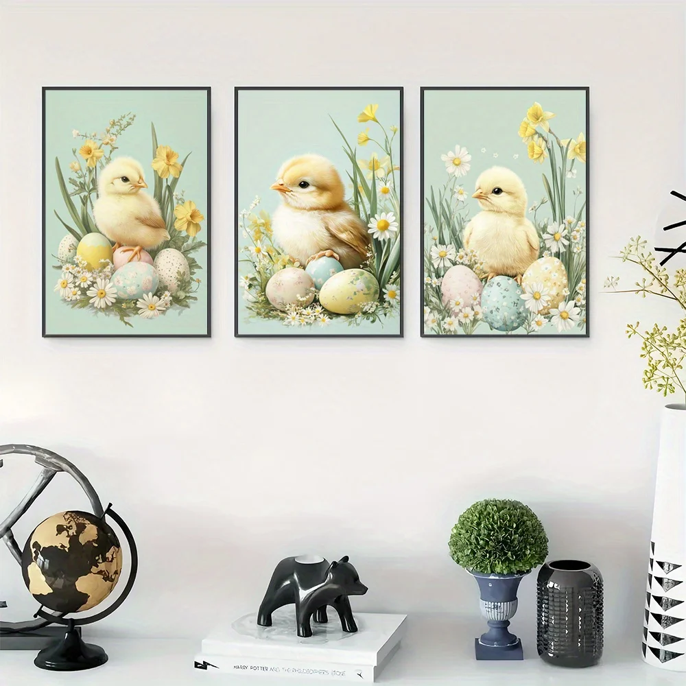Home Office Or - 3 stuks ongeframede kunstwerken voor de